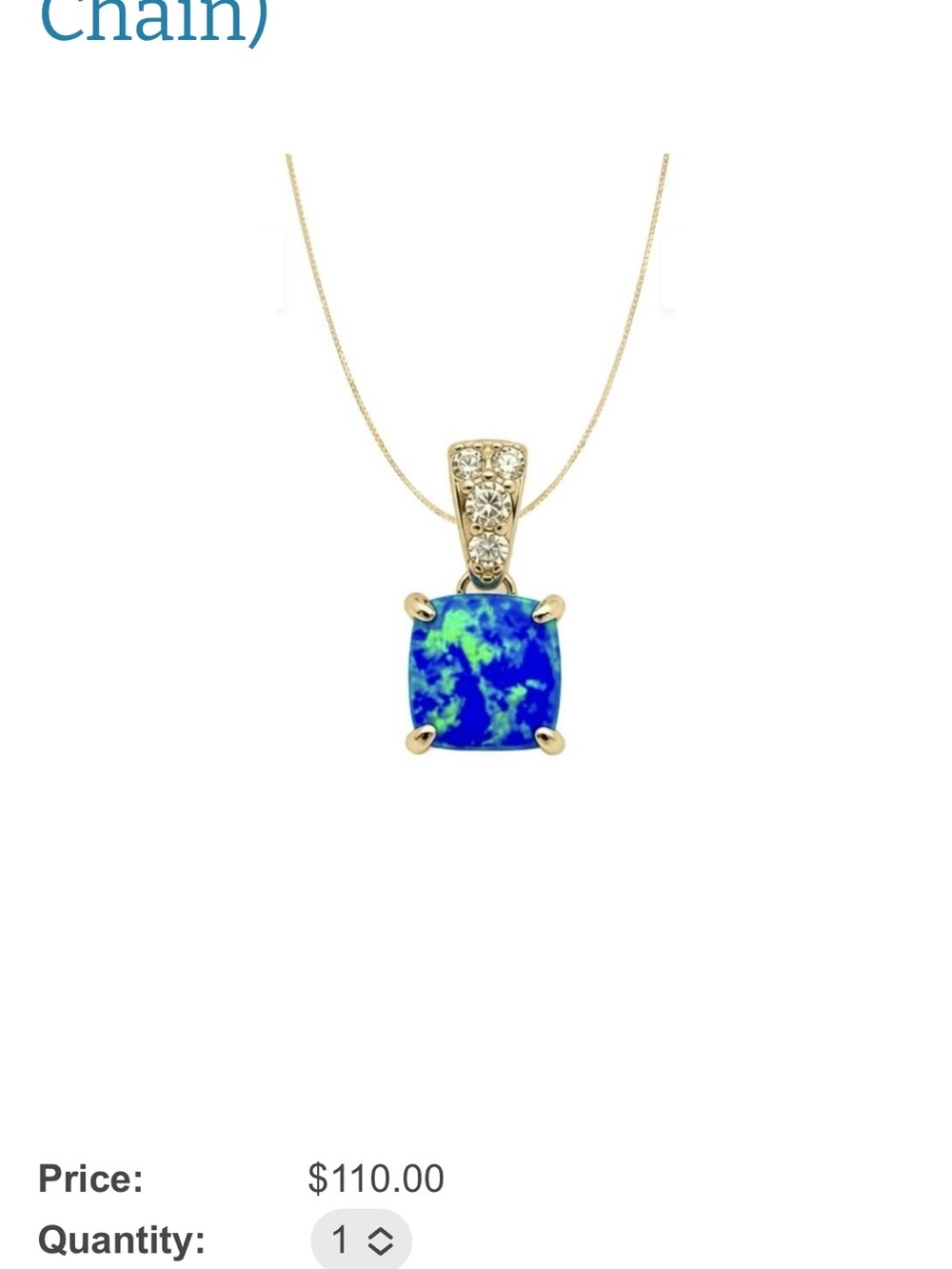 Blue and Green Opal Cushion Pendant Necklace in SILVER